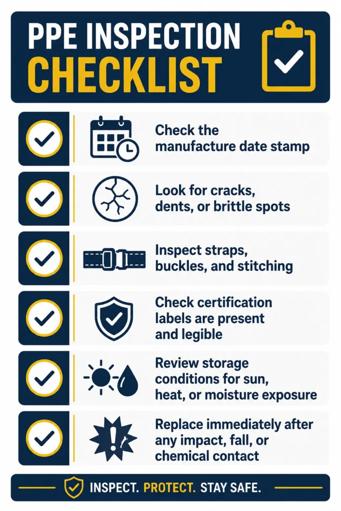 PPE inspection checklisk of ppe lifespan 